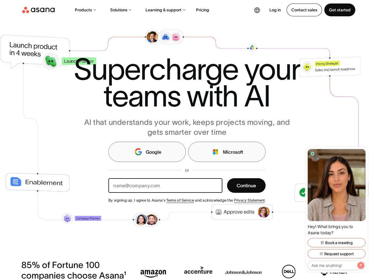 Asana Homepage Snapshot