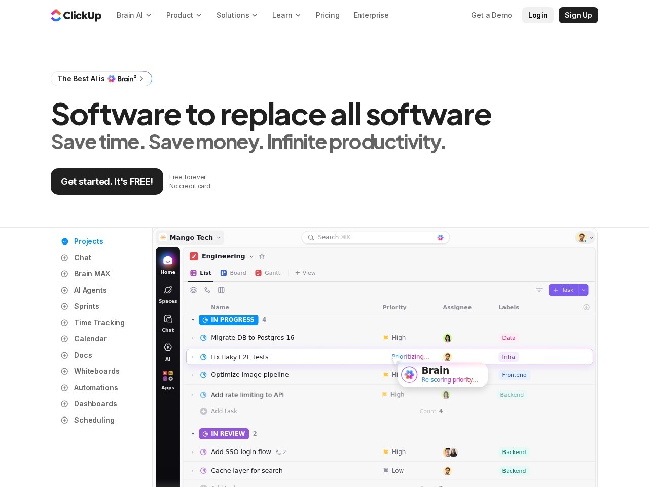 ClickUp Homepage Snapshot