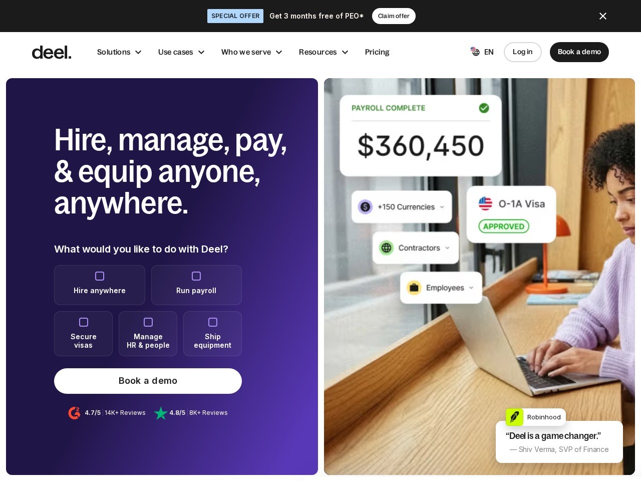 Deel Homepage Snapshot