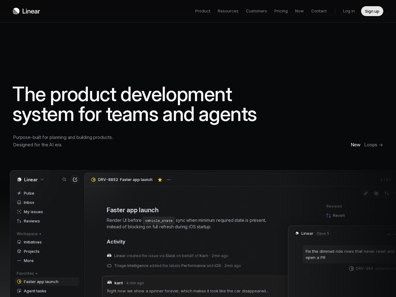 Linear Homepage Snapshot