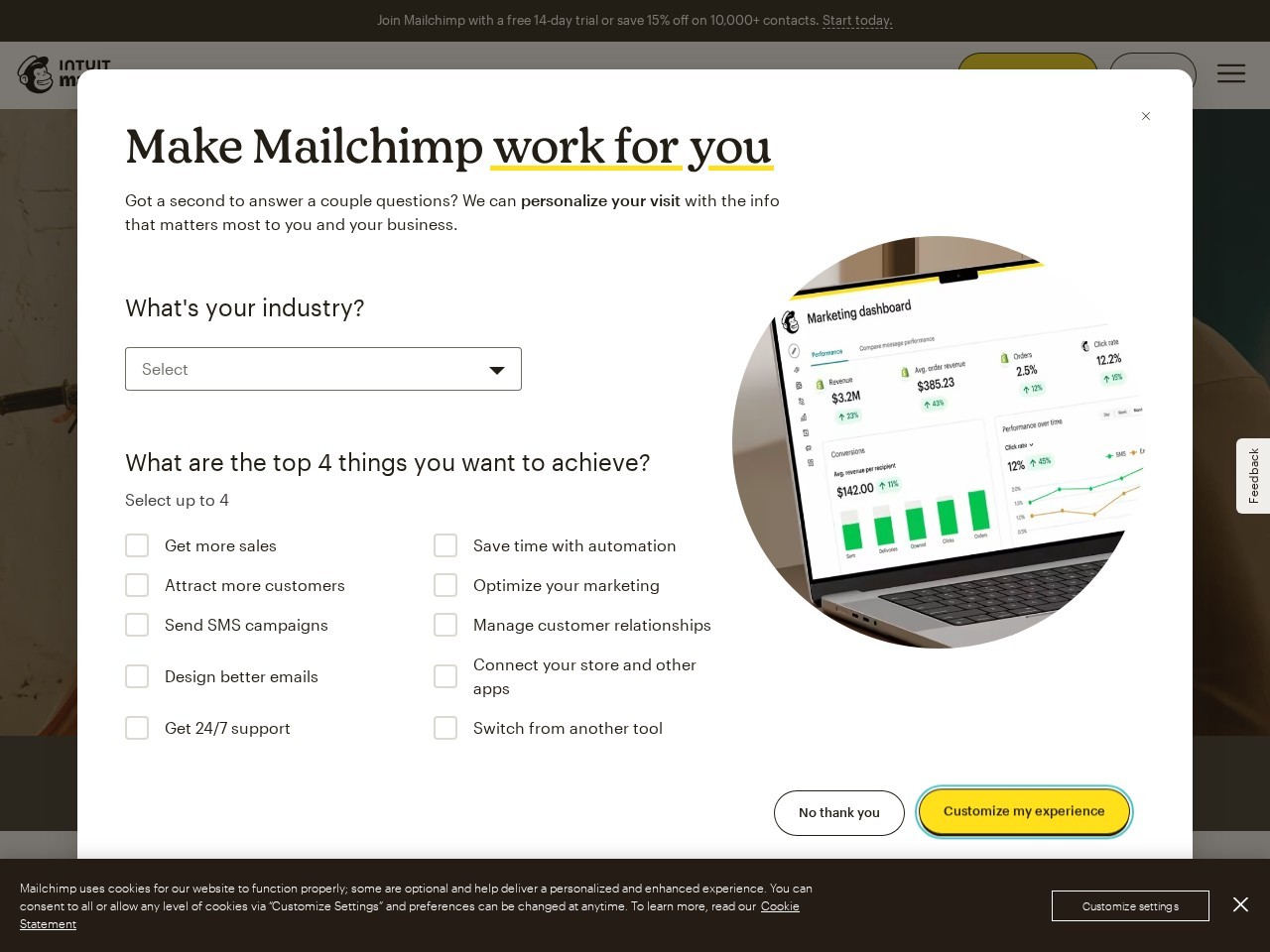 Mailchimp Homepage Snapshot