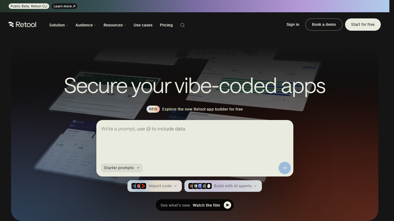 Retool Homepage Snapshot