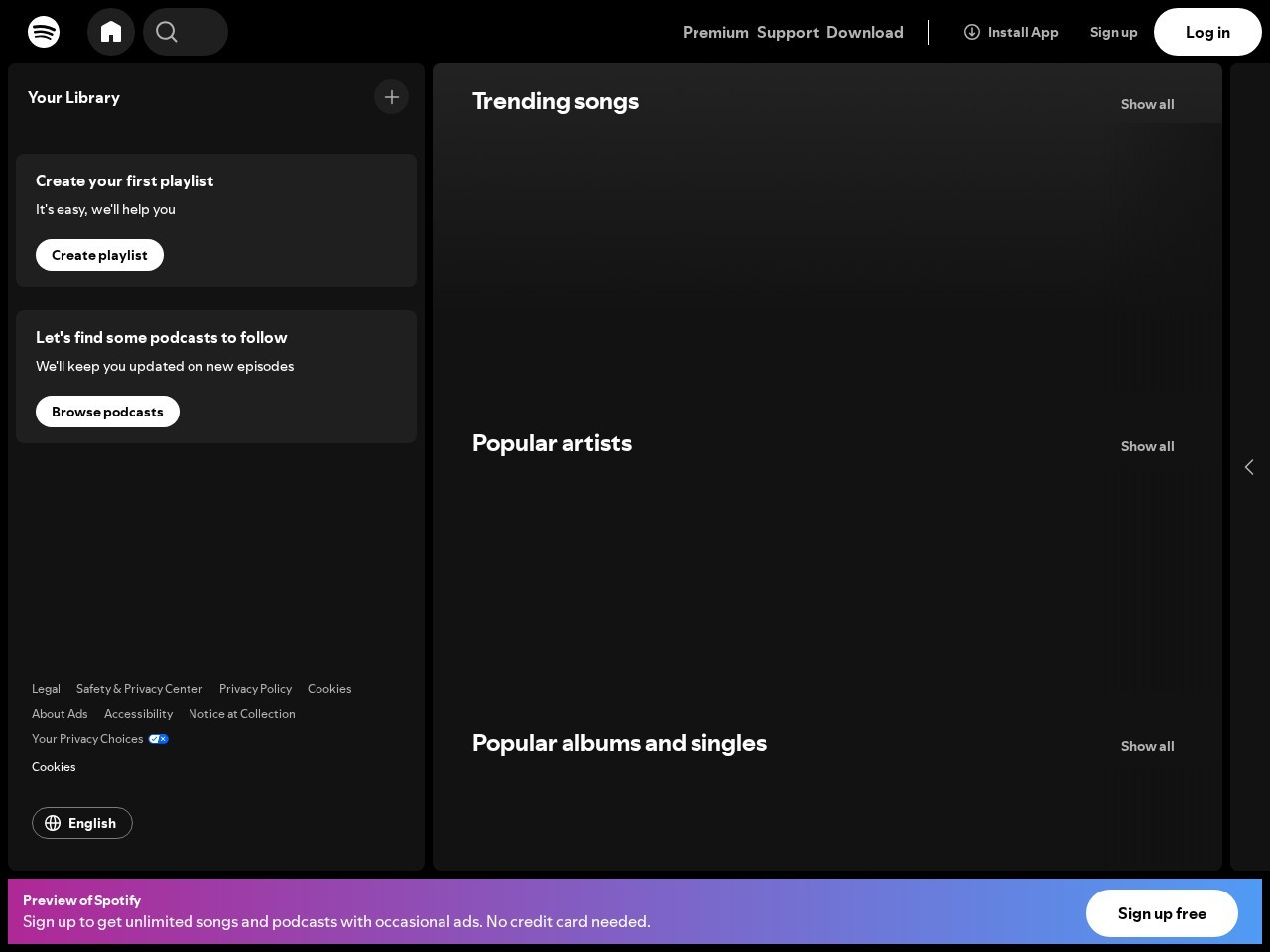 Spotify Homepage Snapshot