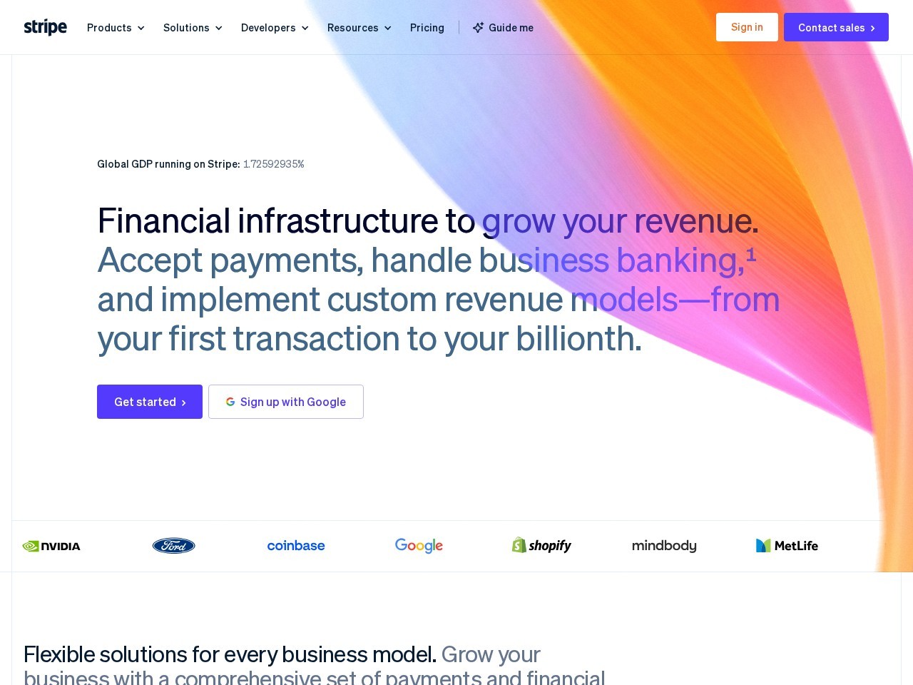 Stripe Homepage Snapshot