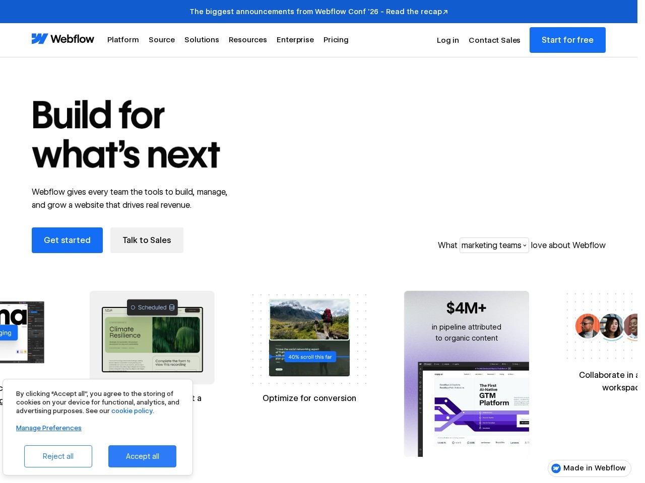 Webflow Homepage Snapshot